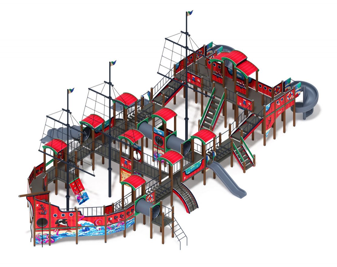 Детская игровая площадка Баркентина Мульт (винтовой скат) ДИК 2.03.3.06-10 H=1200 H=1500 H=2000